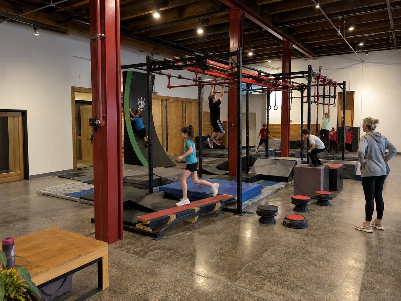 Concept rendering: a ninja and parkour obstacle course