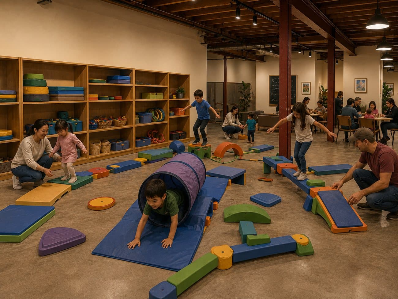 Concept rendering: a build-your-own obstacle course with soft blocks