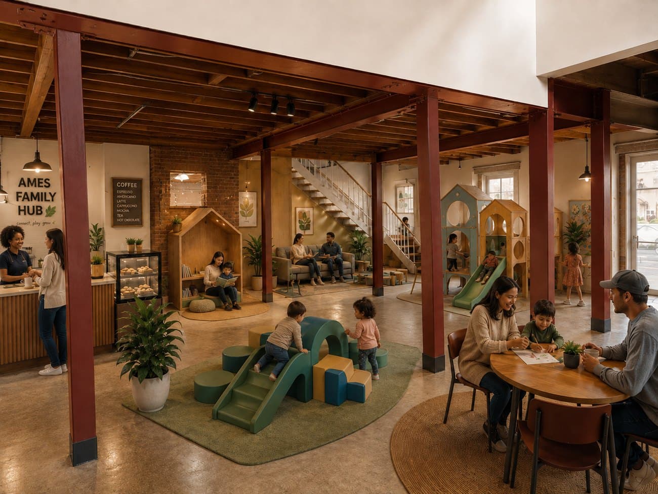 Concept rendering: a family café beside the play area
